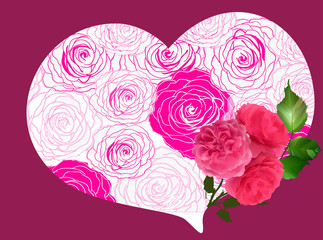 pink rose heart symbol illustration