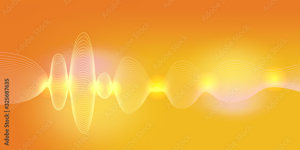 Poster abstract glowing wave background. yellow and orange colors dynamic modern style with lights. vector 