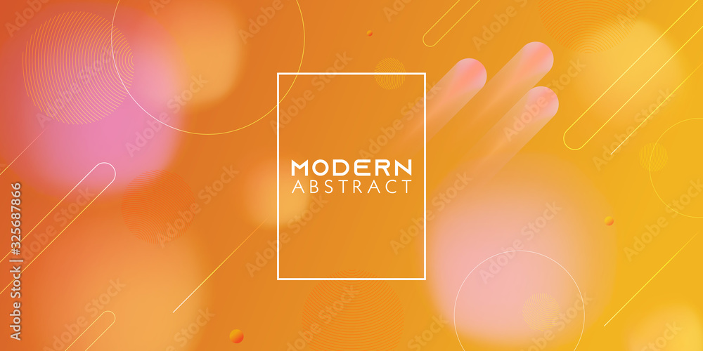 Poster dynamic style banner design abstract concept. orange elements with fluid gradient. creative illustra