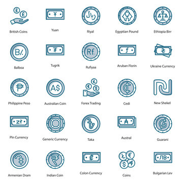  Editable Capital and Currencies Flat Vectors Pack 