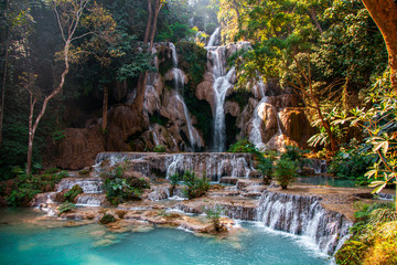 Naklejka premium Kuang Si Waterfall, Luang Prabang, Laos