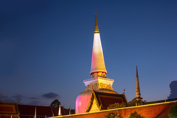 Naklejka premium NAKHON SI THAMMARAT,THAILAND, FEBRUARY 22,2020:Wat Mahathat Woramahaviharn is located in Mueang District and is a worship place for Buddhists.