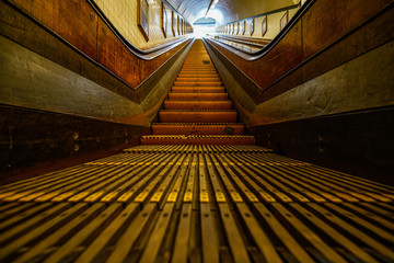 old wooden escalator in antwerpen