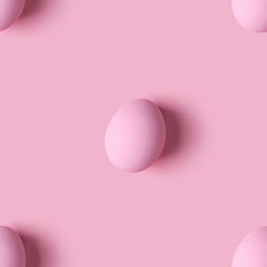 Seamless pattern of pink Easter eggs over pink background, top view