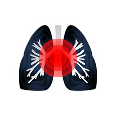 Isolated icon of sick lungs with different diseases on a white background. Pneumonia, asthma, tuberculosis, cancer, severe acute respiratory syndrome, coronavirus infection.