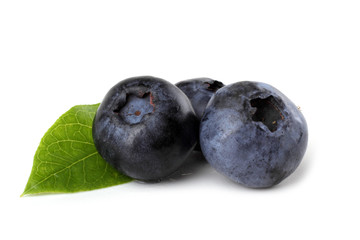 Blueberries and leaf