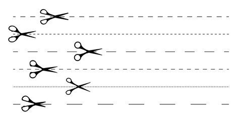 Dotted cut lines with a scissor icons