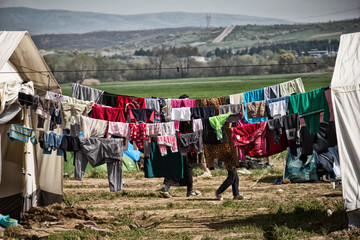 Greece, Idomeni (border with Macedonia), March 22nd 2016: the biggest refugee camp in Europe at that time, hosting up to 11.000 people mostly from Syria, Afghanistan and Iraq.