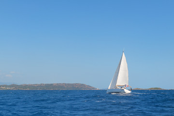 Fototapeta na wymiar Sail boat excursion at the coast from Corsica