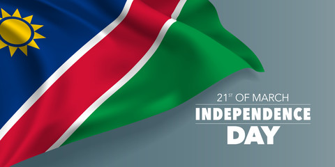 Namibia independence day greeting card, banner with template text vector illustration