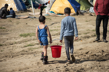 Greece, Idomeni (border with Macedonia), March 22nd 2016: the biggest refugee camp in Europe at...
