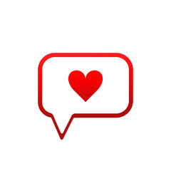 Message Text Bubble Icon with heart. Vector Illustration for chat.