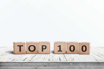 Top 100 sign made of blocks