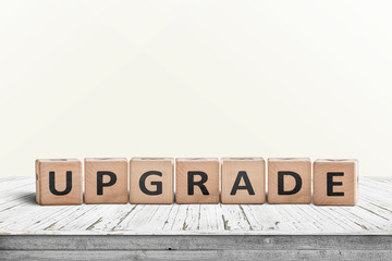 Upgrade sign made with wooden blocks