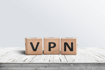 VPN word on wooden block sign