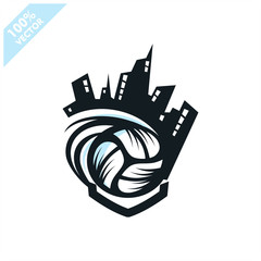 Volleyball city sport logo. Scalable and editable vector.