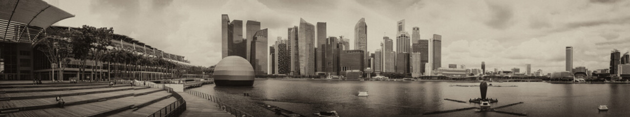Fototapeta premium Singapore aerial panoramic view from drone