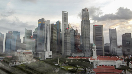 SINGAPORE - JANUARY 4, 2020: Aerial view of city skyline from city park