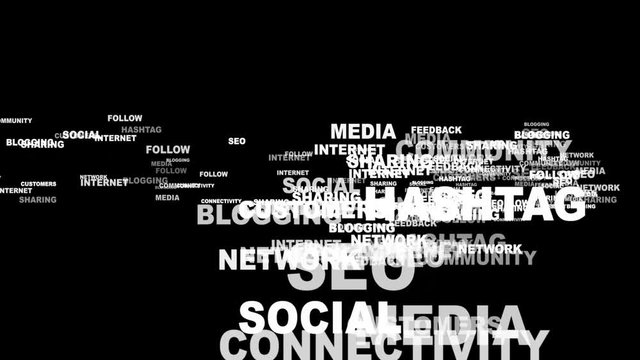 Social Network Keywords Text Animation, Rendering, Background, Loop, 4k