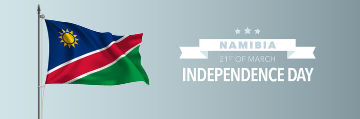 Obraz premium Namibia happy independence day greeting card, banner vector illustration