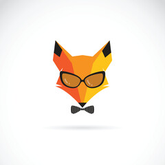 Vector of fox wearing sunglasses on white background. Animal fashion. Easy editable layered vector illustration.
