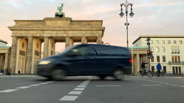 Time-lapse clip of the Brandenburg Gate Berlin from day to night. 