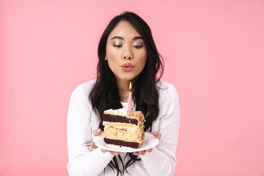 Cheerful Young Asian Woman Celebrating Birthday