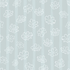 Hand drawn doodle flowers seamless pattern, floral background, great for textiles, banners, wallpapers, wrapping - vector design