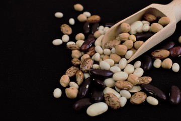 Beans on a black background