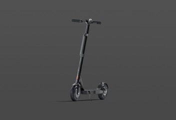 Blank black electric scooter with banner mockup on dark background