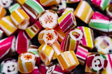 Handmade caramel in different colors. Close-up.