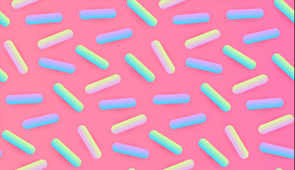Seamless Pattern with Pink Glaze and Trendy Gradient Decorative Sprinkles. Candy, Donut and Ice Cream Design. Sweet Sweets.