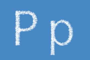 Letter P from real clouds shapes. Cloud alphabet.