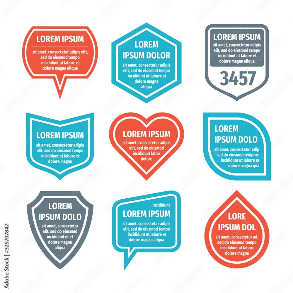 Poster banner set template for text visualization. infographic badge typography. visual data concept collec