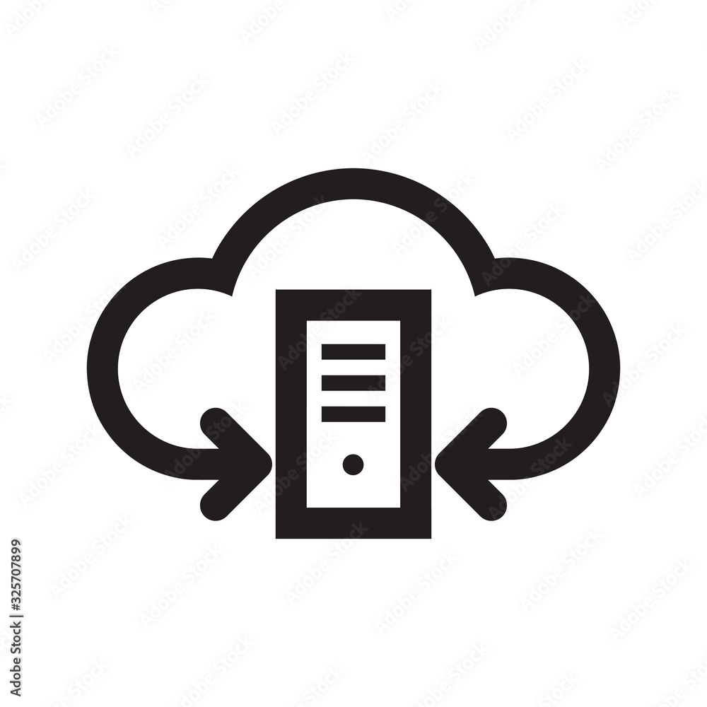 Fototapete Server computer cloud hosting icon design. Computing technology sign. Network connection symbol. Datacenter storage archive icon. Vector illustration. 