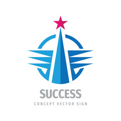 Success business logo template design. Progress creative abstract sign. Award winner insignia. Star vector logo icon. Development strategy logo symbol. Graphic design vector element. 
