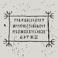 Runic alphabet. Magyar runes in handwritten style