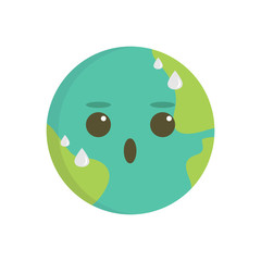 exhausted earth mascot in flat design 