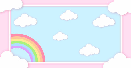 Abstract kawaii Colorful Sky rainbow background. Soft gradient pastel Comic graphic. Concept for wedding card design or presentation