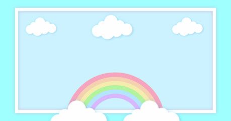 Abstract kawaii Colorful Sky rainbow background. Soft gradient pastel Comic graphic. Concept for wedding card design or presentation