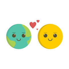 earth cartoon fall in love with sun