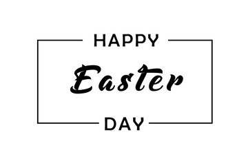 Fototapeta premium Happy Easter text. Lettering with black frame