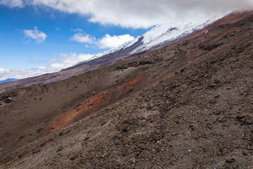 View from Cotopaxi volvcano during trekking trail. Cotopaxi National Park, Ecuador. South America.