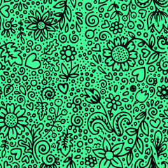 abstract seamless background with plants fabric print vector illustration