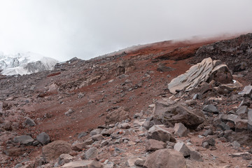 View from Cotopaxi volvcano during trekking trail. Cotopaxi National Park, Ecuador. South America.