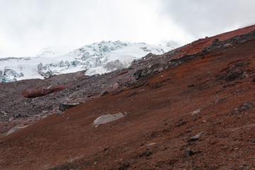 View from Cotopaxi volvcano during trekking trail. Cotopaxi National Park, Ecuador. South America.