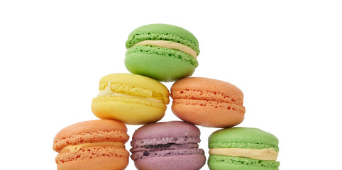 round baked multi-colored almond flour cakes macarons