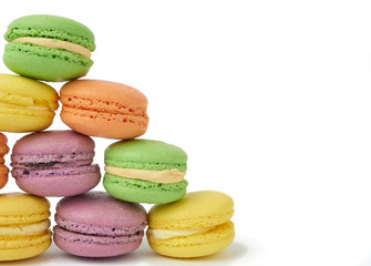 round baked multi-colored almond flour cakes macarons