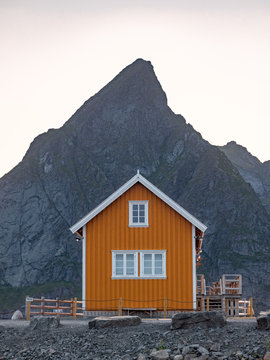 Small House Infront A Mountain - Norway