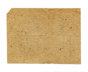 Brown vintage paper blank isolated on white background. Old texture for design.